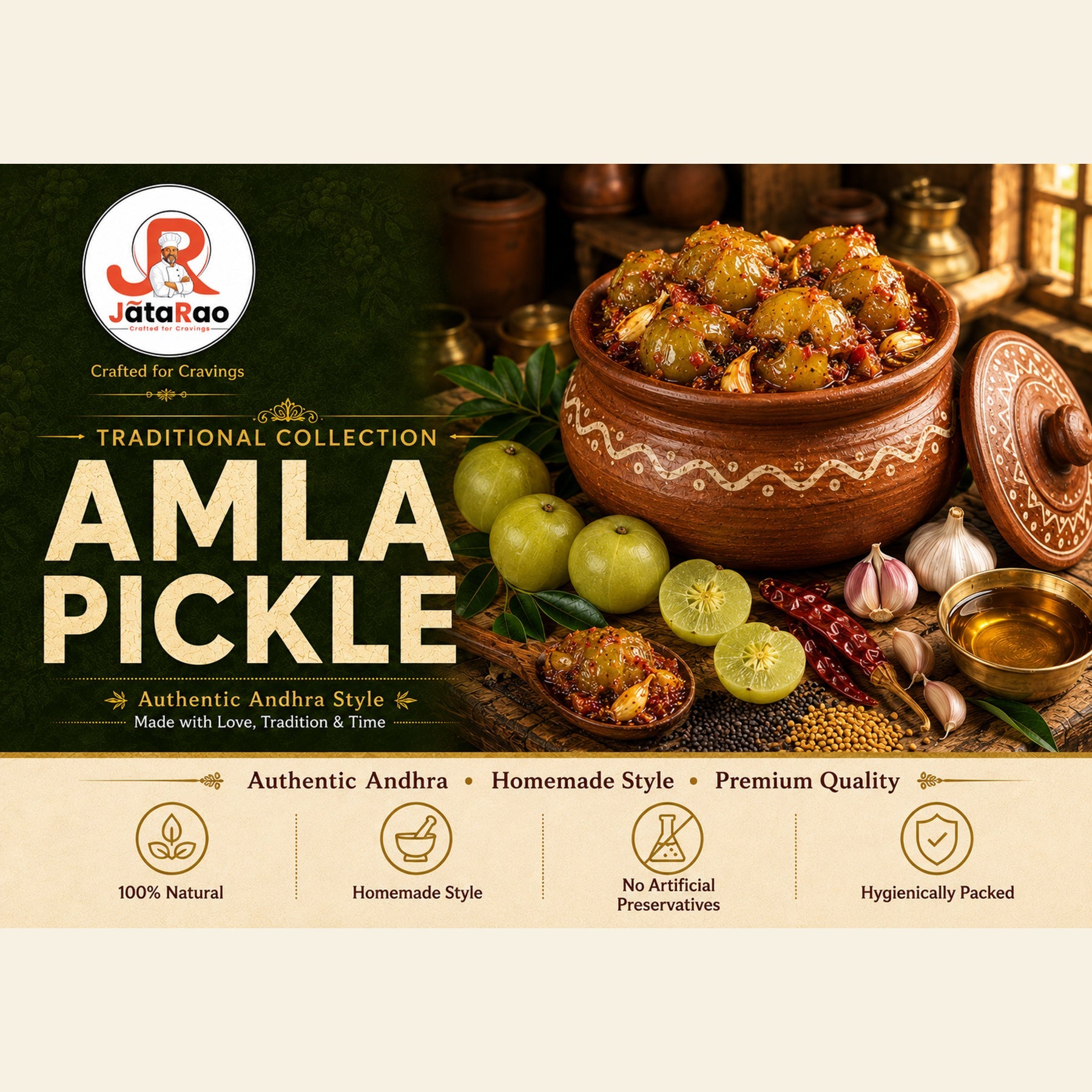 JĀTARAO Amla Pickle label