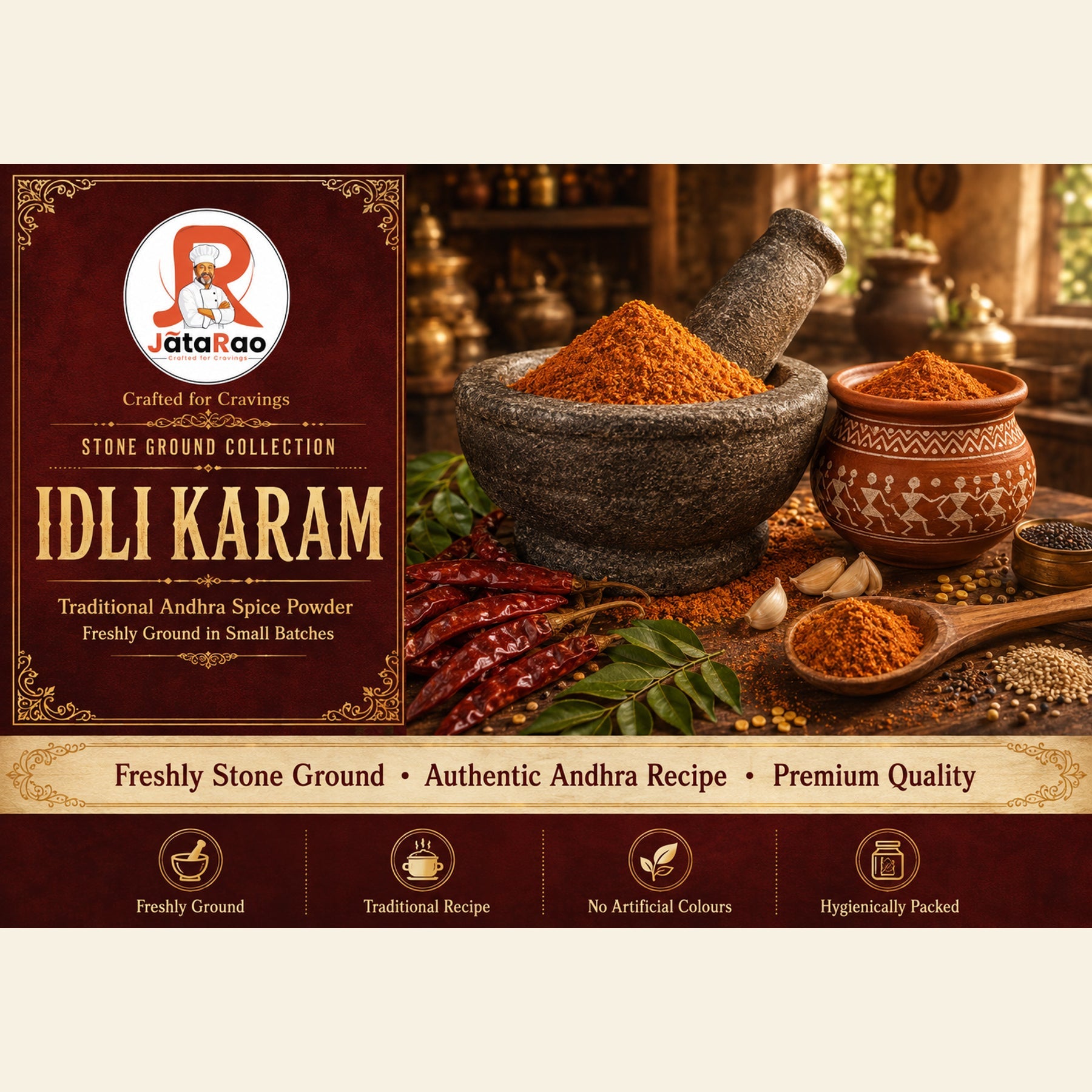 JĀTARAO Idli Karam Podi label