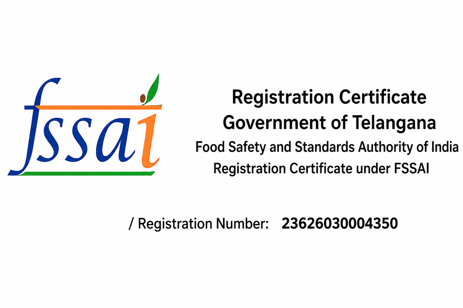 JĀTARAO FSSAI registration certificate 23626030004350
