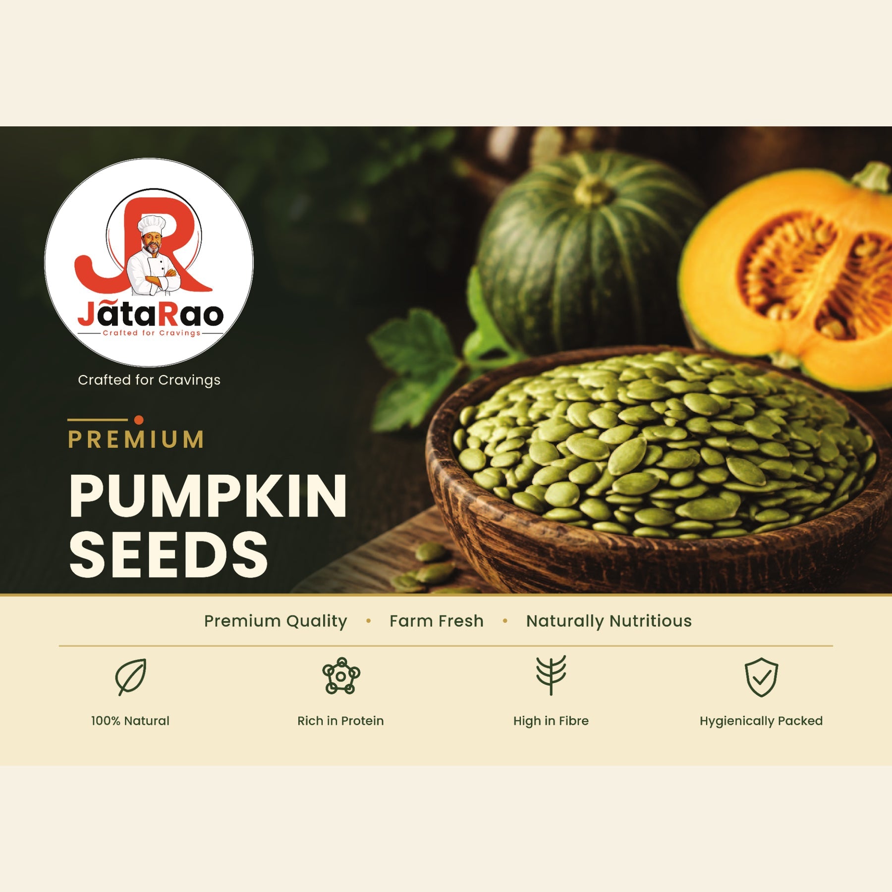 JĀTARAO Pumpkin Seeds label