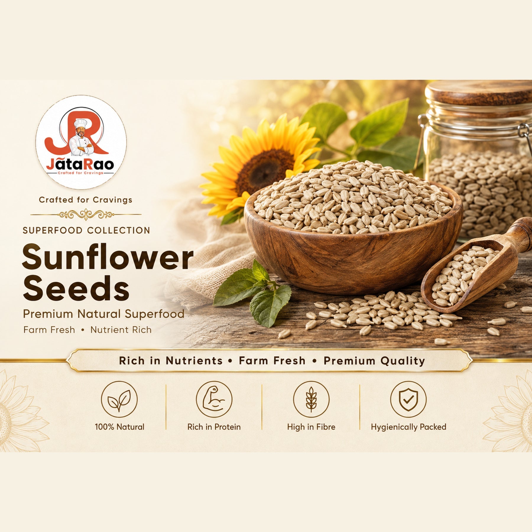 JĀTARAO Sunflower Seeds alternate cream label