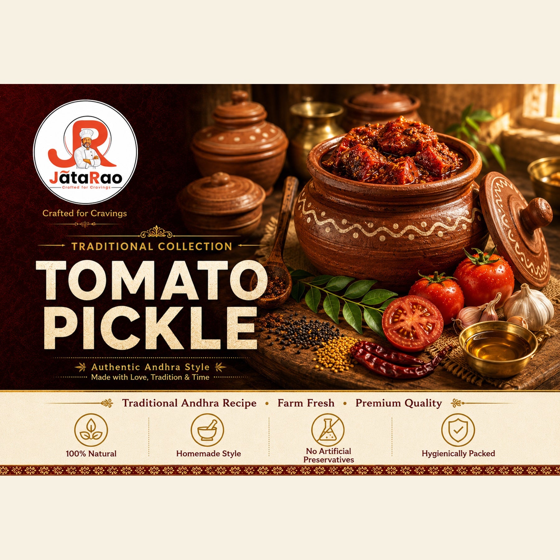 JĀTARAO Tomato Pickle label